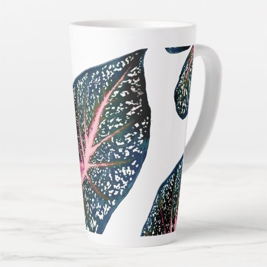 PixDezines Donker Bos Groen Caladium Latte Mok (Rechterhoek)