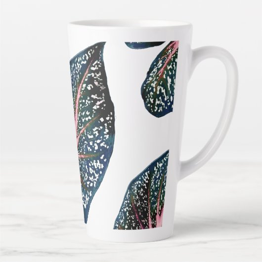 PixDezines Donker Bos Groen Caladium Latte Mok (Rechts)