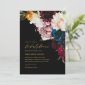 PixDezines Donkere Bloemen Bruiloft Feest Kaart (Staand voorkant)