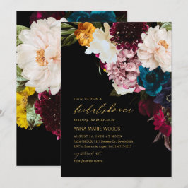 PixDezines Donkere Dreigende Bloemen Bruidsdouche Kaart