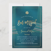 PixDezines Donkere Teal+Goud Talitz Bar Mitzvah Kaart (Voorkant)