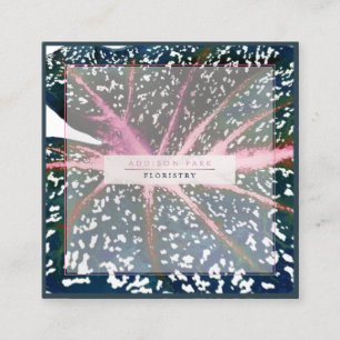 PixDezines Donkergroen Caladium Koraal Ruggengraat Vierkante Visitekaartje