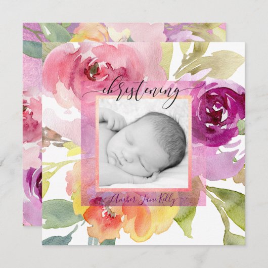 PixDezines doopbloemen Bold Waterverf Kaart (Voorkant / Achterkant)