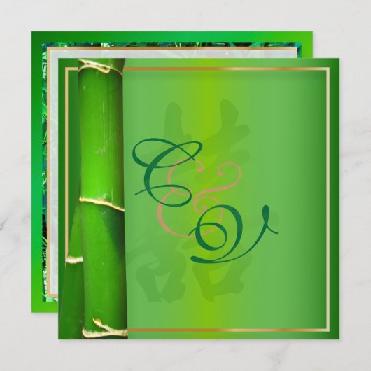 PixDezines Double Happiness+bamboo Kaart (Voorkant / Achterkant)