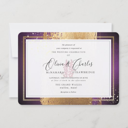 PixDezines Double Happiness, Faux Gold Eggplant Kaart (Voorkant)