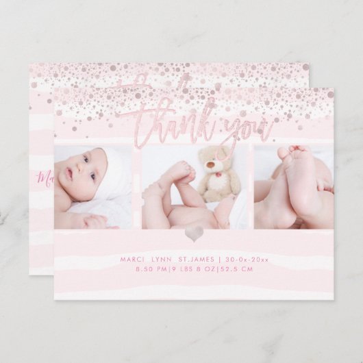 PixDezines Douche Bedankt/Dazzled Blush Pink Briefkaart (Voorkant / Achterkant)