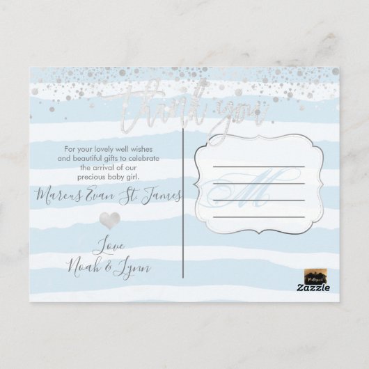 PixDezines Douche Dank u/Geverblind Poeder Blauw Briefkaart (Achterkant)