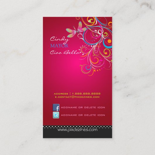 PixDezines Dragonflies/Ruby Red Visitekaartje (Achterkant)