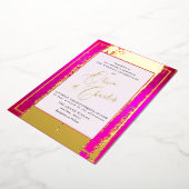 PixDezines Dubbel Geluk Heet Roze In Echt Folie Uitnodiging (Gedraaid)
