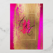 PixDezines Dubbel Geluk Heet Roze In Echt Folie Uitnodiging (Achterkant)