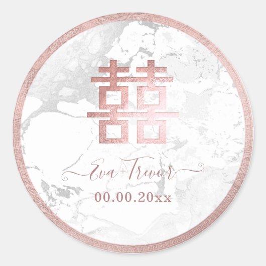 PixDezines dubbel geluksmarmer roos goud Ronde Sticker (Voorkant)