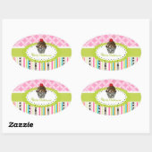 PixDezines dubbele fudge swirls cupcake/DIY kleur Ovale Sticker (Vel)