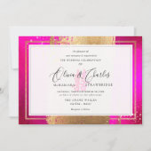 PixDezines Dubbelgeluk, Faux Gold Hot Pink Kaart (Voorkant)