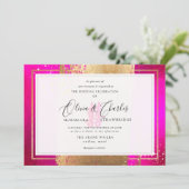 PixDezines Dubbelgeluk, Faux Gold Hot Pink Kaart (Staand voorkant)