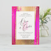 PixDezines Dubbelgeluk, Faux Gold Hot Pink Kaart (Staand voorkant)