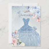PixDezines Dusty Blue Blush Rozen Quinceanera Kaart (Voorkant)