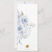 PixDezines Dusty Blue H2 Flowers Baptism Menu Kaart (Achterkant)