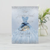 PixDezines Dusty Blue Masquerade Quinceanera Gown Kaart (Staand voorkant)