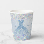 PixDezines Dusty Blue Quinceanera Holographic Papieren Bekers (Voorkant)