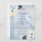 PixDezines Dusty Blue Rozen Quinceanera Kaart (Achterkant)