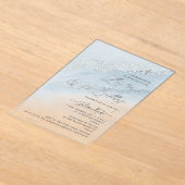 PixDezines Dusty Blue Silver Baptism+1st Birthday Acryl Uitnodigingen (Laagn)