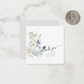 PixDezines Dusty Blue Waterverf Cotton Buds Note Notitiekaartje (Voorkant / Achterkant in situ)