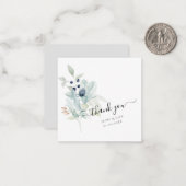 PixDezines Dusty Blue Waterverf Cotton Buds Notitiekaartje (Voorkant / Achterkant in situ)