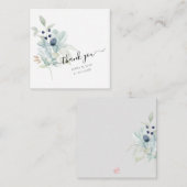 PixDezines Dusty Blue Waterverf Cotton Buds Notitiekaartje (Voorkant / Achterkant)