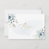 PixDezines Dusty Blue Winter Cotton RSVP-kaarten Kaart (Achterkant)