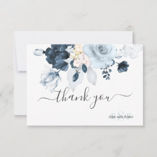PixDezines Dusty Navy Blue Rozen Bedankkaart