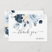 PixDezines Dusty Navy Blue Rozen Bedankkaart (Voorkant / Achterkant)