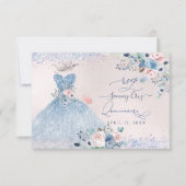 PixDezines Dusty Pink Blue Peonies RSVP Kaart (Voorkant)