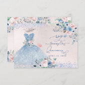 PixDezines Dusty Pink Blue Peonies RSVP Kaart (Voorkant / Achterkant)