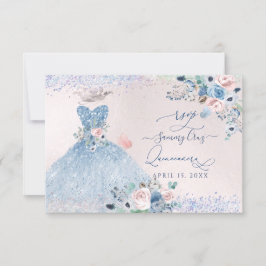 PixDezines Dusty Pink Blue Peonies RSVP Kaart