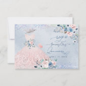 PixDezines Dusty Pink Blue Peonies RSVP Uitnodigin Kaart (Voorkant)