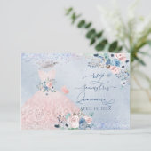 PixDezines Dusty Pink Blue Peonies RSVP Uitnodigin Kaart (Staand voorkant)