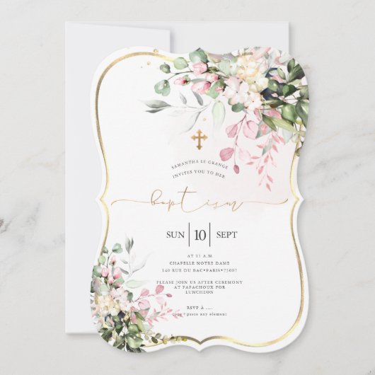 PixDezines Dusty Pink, Robuuste Waterverf Baptisme Kaart (Voorkant)