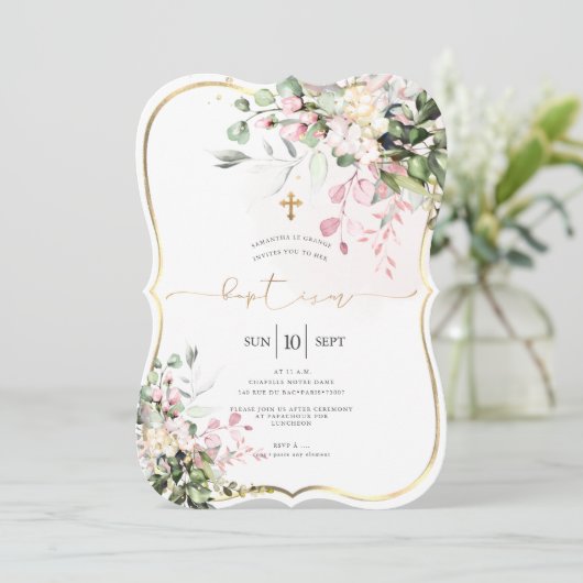 PixDezines Dusty Pink, Robuuste Waterverf Baptisme Kaart (Staand voorkant)