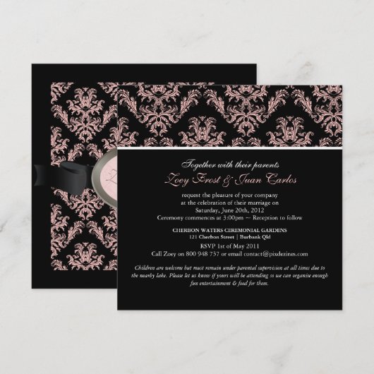 PixDezines Dusty Roos/Celeste Damask/diy kleur Kaart (Voorkant / Achterkant)