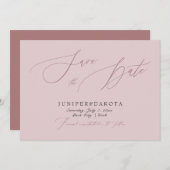 PixDezines Dusty Roos Modern Manuscript sparen de  Kaart (Voorkant / Achterkant)
