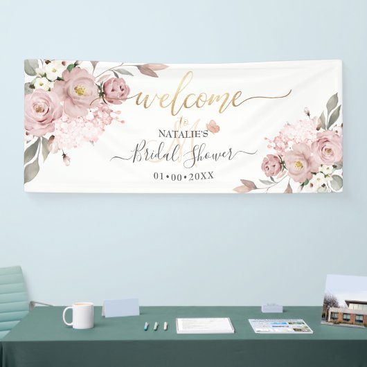 PixDezines Dusty Roses Waterverf Flowers Spandoek (Beurs)
