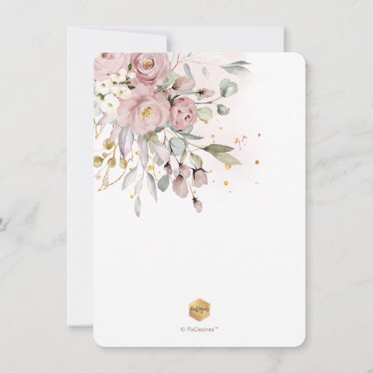 PixDezines Dusty Rozen Eucalyptus Brunch+Bubble Kaart (Achterkant)