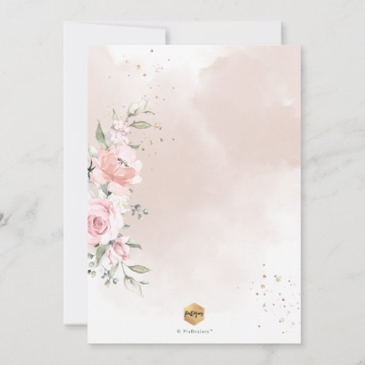 PixDezines Dusty Rozen, Rustic Waterverf Baptisme Kaart (Achterkant)