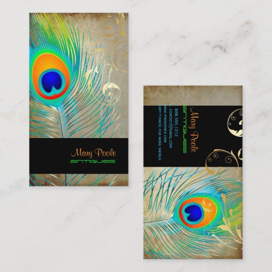 PixDezines  eacock+filigraan wervelingen Visitekaartje (Voorkant / Achterkant)