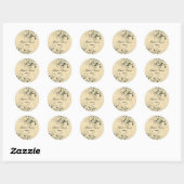 PixDezines EBONY SWIRLS/IVORY BAROQUE DAMASK Ronde Sticker (Vel)