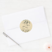 PixDezines EBONY SWIRLS/IVORY BAROQUE DAMASK Ronde Sticker (Envelop)