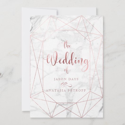 PixDezines Edelsteen+Marmer/Faux Roos Gold/Wedding Kaart (Achterkant)