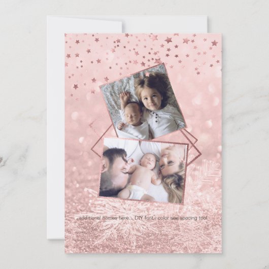 PixDezines Een ster is geboren, Stars+Snow Bokeh Kaart (Achterkant)