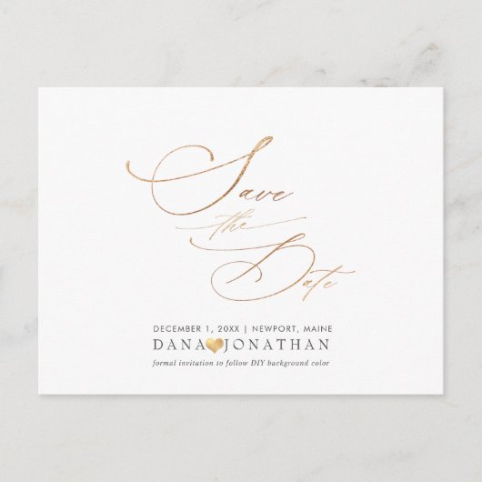 PixDezines Eenvoudig Elegant Faux Gold Luxe Script Briefkaart (Voorkant)