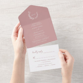 PixDezines Eenvoudige Krans DIY Stof Roze All In One Uitnodiging
